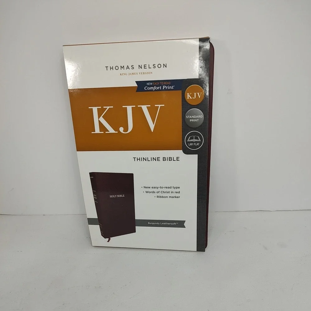 Holy Bible, Thinline, Leathersoft, Burgandy, Red Letter, Standard Print Lay Flat